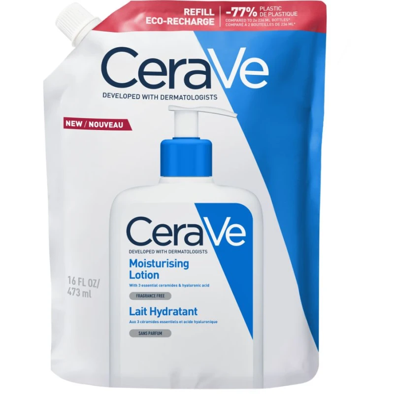 CeraVe Nawilżająca emulsja do mycia, dla skóry suchej i bardzo suchej - refill, 473 ml - Do codziennej pielęgnacji skóry twarzy i ciała