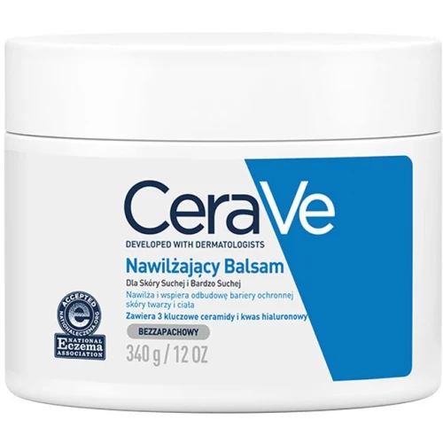CeraVe Nawilżający balsam do skóry suchej i bardzo suchej, 340 g - Natychmiastowe ukojenie i nawilżenie skóry