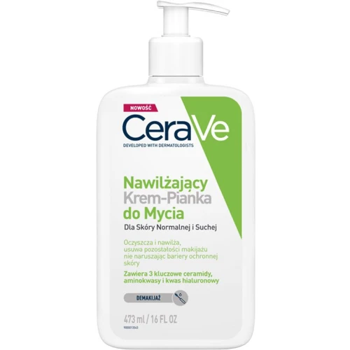 CeraVe Nawilżający Krem-pianka do mycia, 473 ml - Delikatne oczyszczanie bez uczucia ściągnięcia