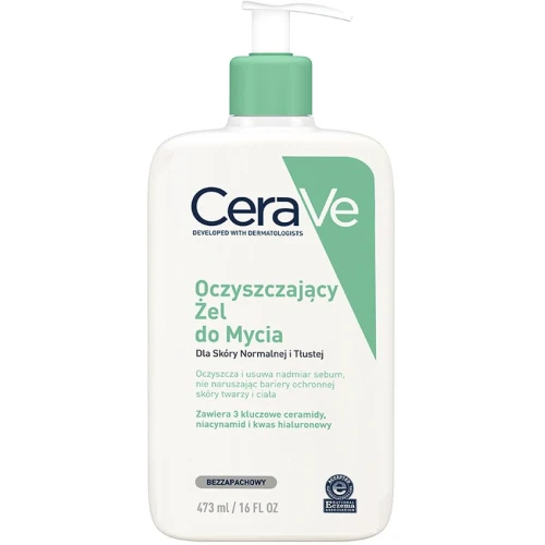 CeraVe Oczyszczający żel do mycia, 473 ml - Delikatnie oczyszcza i reguluje sebum