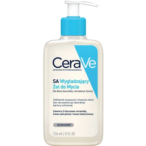 CeraVe SA Wygładzający żel do mycia, 236 ml - Delikatnie oczyszcza i złuszcza skórę bez naruszenia jej bariery ochronnej