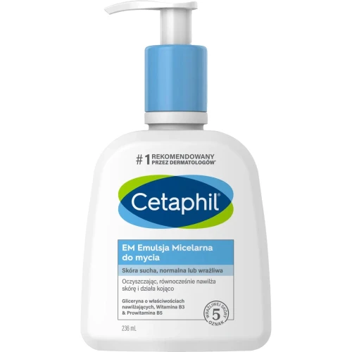 Cetaphil EM, Emulsja Micelarna, 236 ml - Do mycia skóry suchej, wrażliwej, przed i po zabiegach dermatologicznych