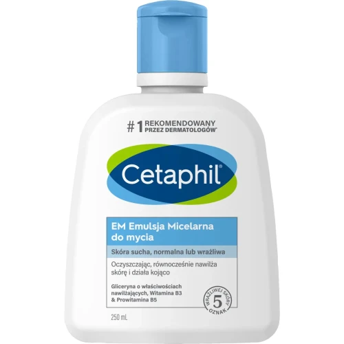 Cetaphil EM Emulsja Micelarna do mycia, 250 ml - Do mycia skóry suchej, wrażliwej,  przed i po zabiegach dermatologicznych