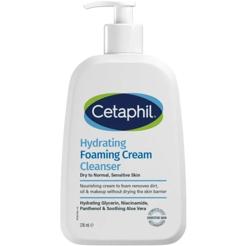 Cetaphil Kremowa pianka oczyszczająca do twarzy, 236 ml - Delikatnie usuwa zanieczyszczenia i makijaż, nawilża i chroni barierę skóry