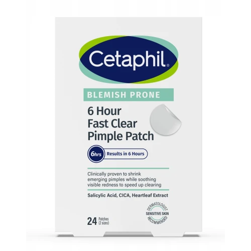 Cetaphil 6 Hour Fast Clear Pimple Patch Plastry na wypryski, 24 sztuki - Skuteczne plastry na niedoskonałości