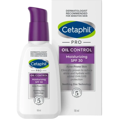 Cetaphil Pro Oil Control SPF 30, krem 118 ml - Nawilżająco-matujący z filtrem przeciwsłonecznym, do skóry trądzikowej