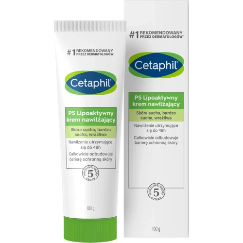 Cetaphil PS Lipoaktywny krem nawilżający, 100 g - Do skóry suchej, uszkodzonej, wrażliwej