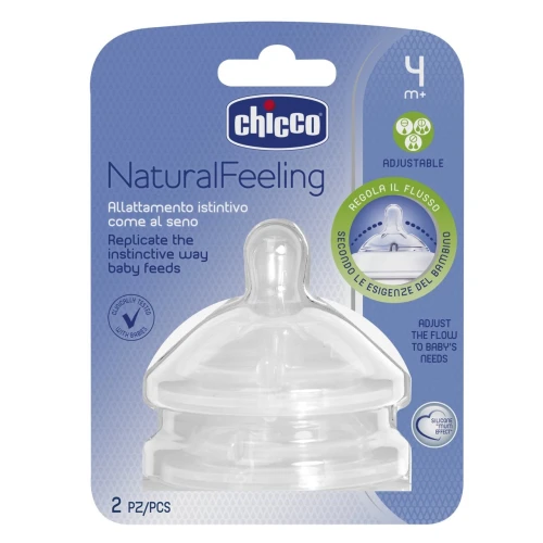 Chicco Smoczek antykolkowy do butelki NaturalFeeling 4 m+, 2 sztuki - Naturalne karmienie bez kolki