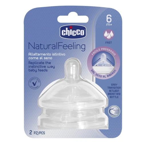 Chicco Smoczek antykolkowy do butelki NaturalFeeling 6 m+, 2 sztuki - Zapobiega połykaniu powietrza