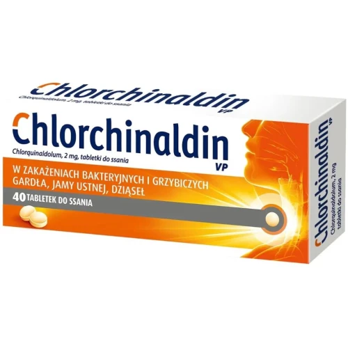 Chlorchinaldin VP 2 mg, 40 tabletek do ssania - Leczenie bakteryjnych i grzybiczych infekcji gardła i jamy ustnej 