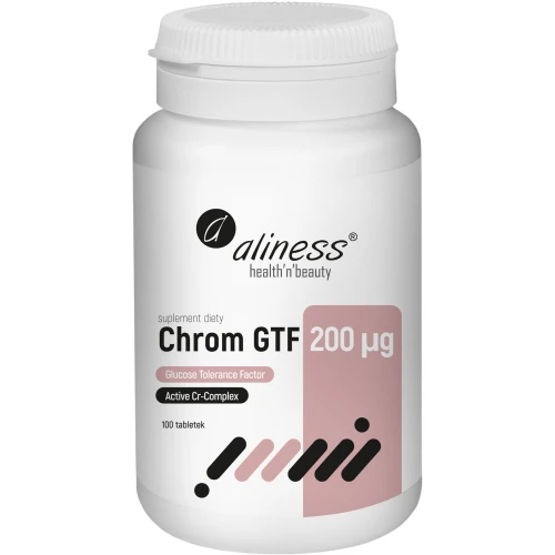 Aliness Chrom GTF Active Cr-Complex 200 µg, 100 tabletek - Wsparcie prawidłowego poziomu glukozy