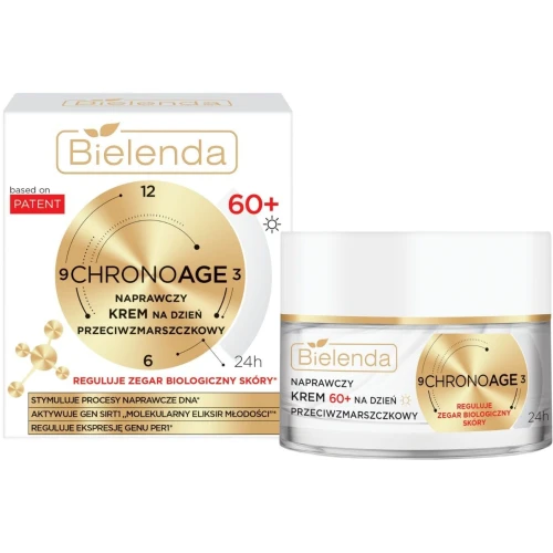 Bielenda Chrono Age 24H 60+ Naprawczy krem przeciwzmarszczkowy na dzień, 50 ml - Regeneracja DNA i ujędrnienie skóry