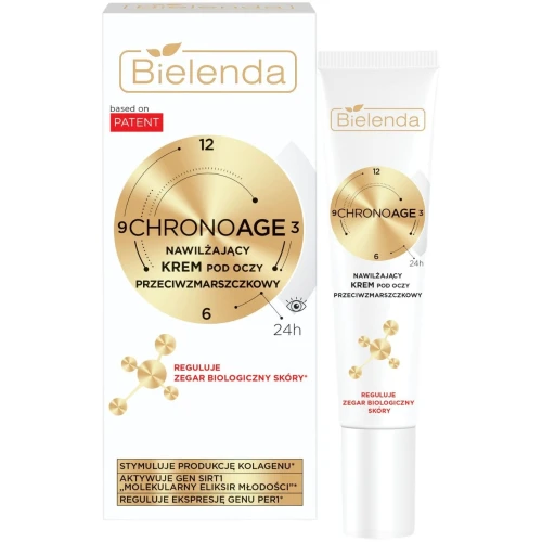 Bielenda Chrono Age 24H Nawilżający krem przeciwzmarszczkowy pod oczy, 15 ml - Nawilżenie, wygładzenie i redukcja oznak starzenia