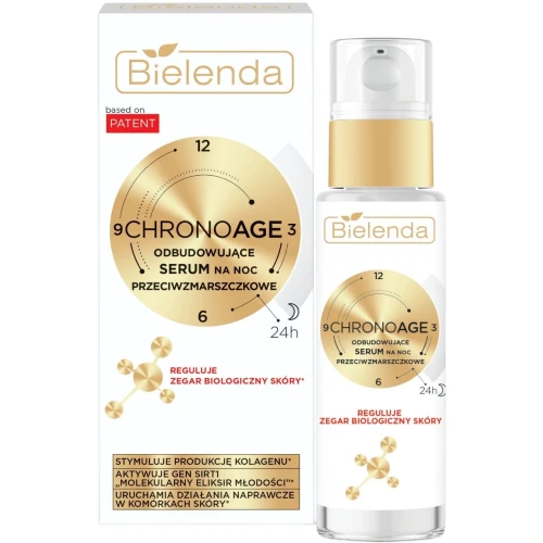 Bielenda Chrono Age 24H Odbudowujące serum przeciwzmarszczkowe na noc, 30 ml - Regeneracja, ujędrnienie i wsparcie produkcji kolagenu