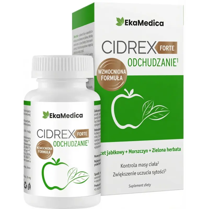 Cidrex Forte, 60 kapsułek - Z octem jabłkowym, chromem, zieloną herbatą i morszczynem