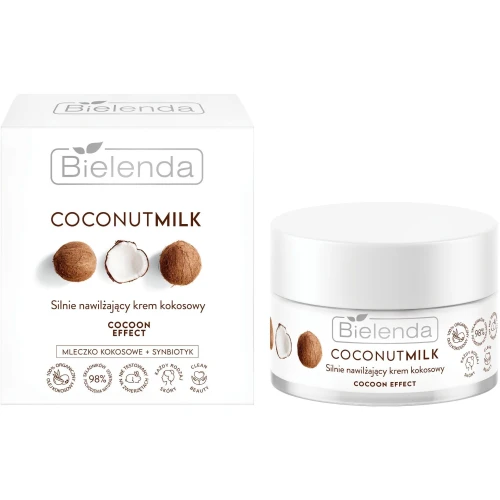 Bielenda Coconut Milk Silnie nawilżający krem kokosowy, 50 ml - Intensywne nawilżenie i wsparcie mikrobiomu skóry