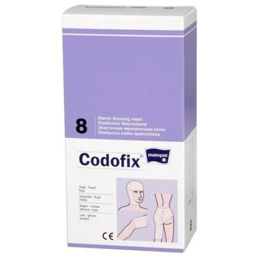 Matopat Codofix 8, elastyczna siatka opatrunkowa, 7-9,5 cm – 1 m - Do podtrzymywania opatrunków, zastosowanie: udo, głowa, biodra