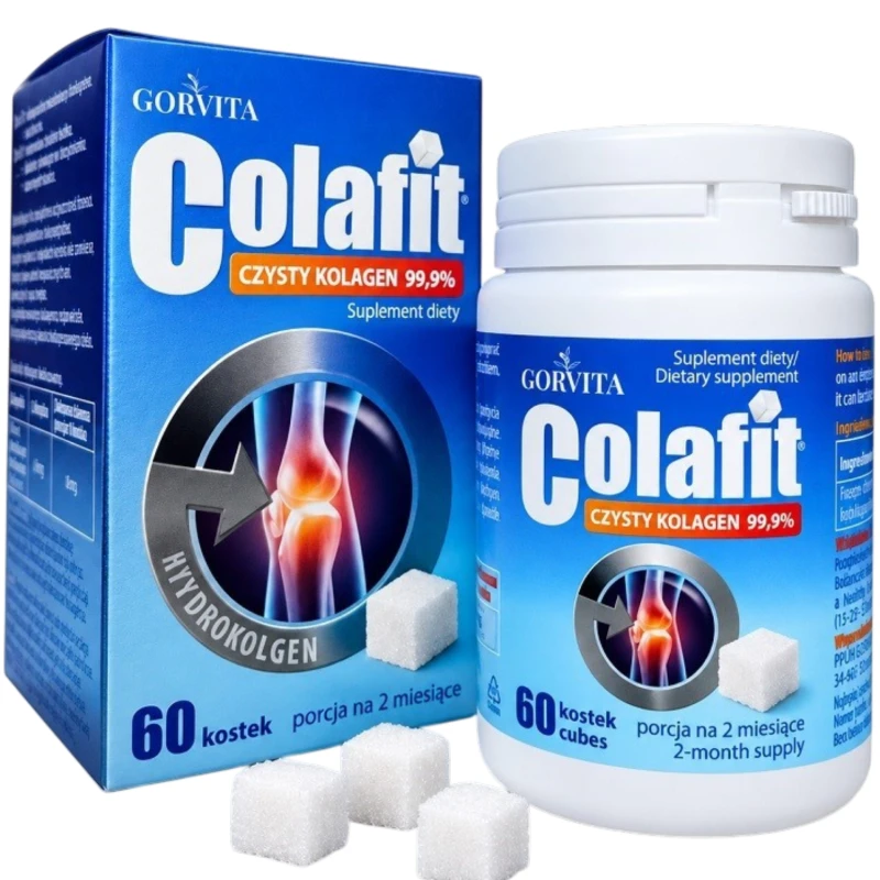 Colafit  czysty liofilizowany atelokolagen, 60 kostek - Kolagen wołowy typu I