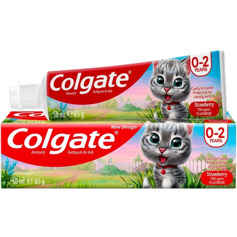 Colgate Truskawkowa Pasta do zębów dla dzieci 0-2 lat, 50 ml - Codzienna ochrona mlecznych zębów przed próchnicą
