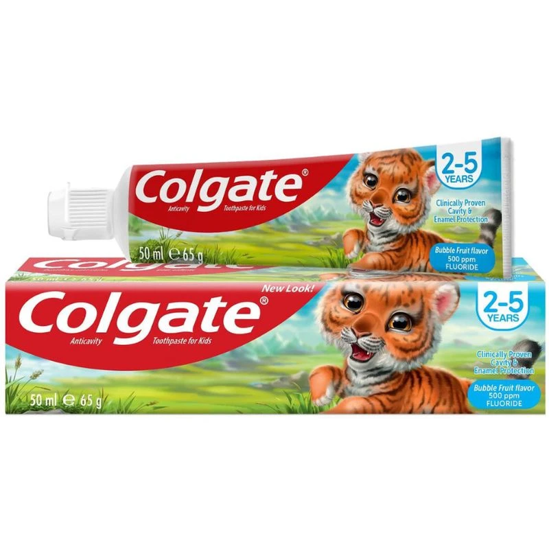 Colgate Bubble Fruit Pasta do zębów dla dzieci 2-5 lat, 50 ml - Codzienna ochrona szkliwa i profilaktyka próchnicy u przedszkolaków