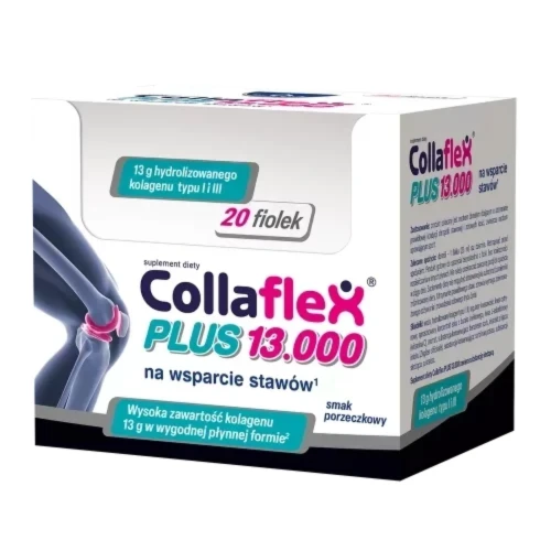 Collaflex Plus 13.000, 20 fiolek po 25 ml - Kompozycja składników kondycji wspierających zdrowie stawów i kości