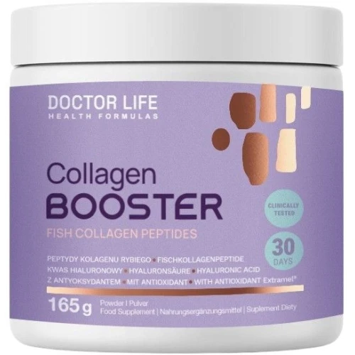 Doctor Life Collagen Booster, proszek 165 g - Kolagen rybi Verisol, kwas hialuronowy i antyoksydanty wspierają wygląd i piękno skóry