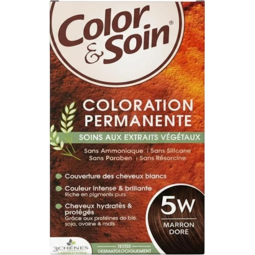 Farba Color&Soin 5W, złocisty brąz, 135 ml - Farba do włosów z roślinnymi ekstraktami bez amoniaku