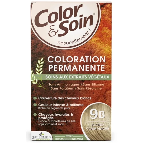 Farba Color&Soin 9B, perłowy jasny blond, 135 ml - Trwała farba z roślinnymi ekstraktami