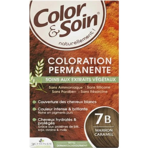Farba Color&Soin 7B, karmelowy brąz, 135 ml - Zapewnia 100% pokrycia siwych włosów bez amoniaku i parabenów