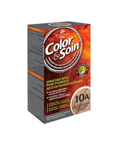 Farba Color&Soin, 10A, kolor jasnopopielaty blond, 135 ml - Naturalna farba do włosów, kryjąca siwe włosy