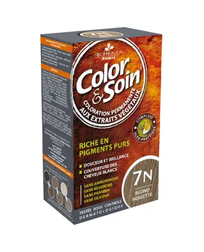 Farba Color&Soin 7N, blond orzech laskowy, 135 ml - Z proteinami soi do włosów kruchych i łamliwych