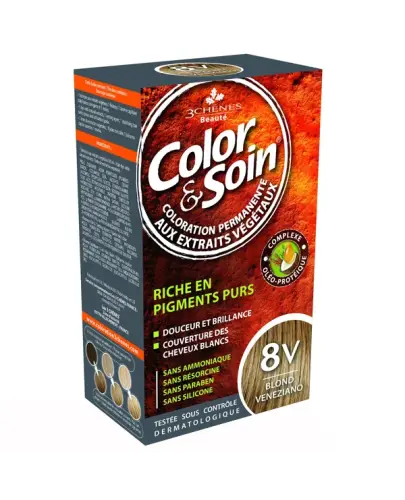Farba Color&Soin 8V, kolor wenecjański blond, 135 ml - Delikatna, trwała farba bez amoniaku