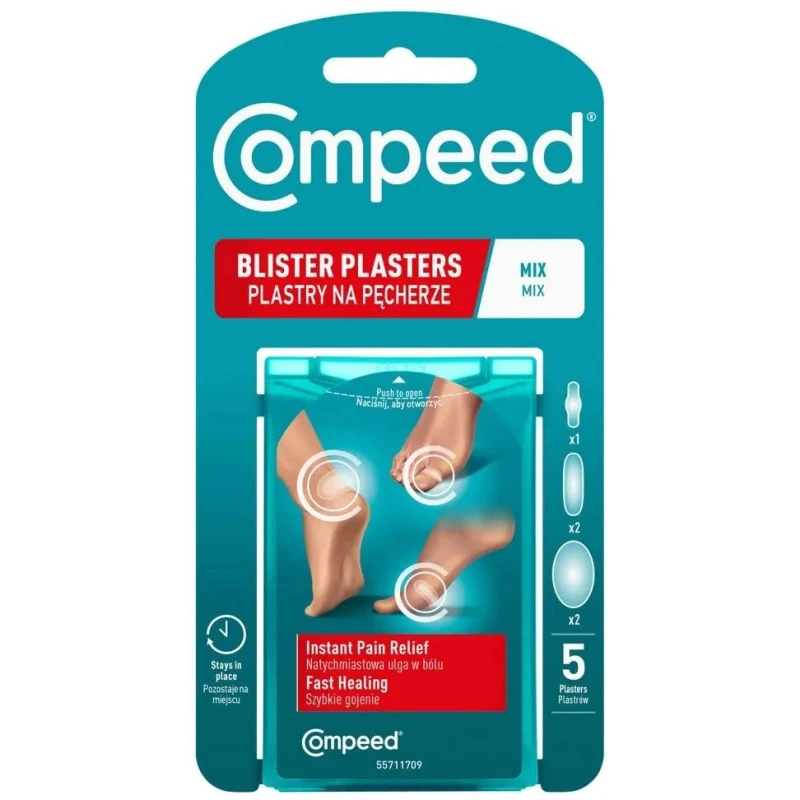 Compeed Plastry na pęcherze Mix, 5 sztuk - Łagodzą ból i przyspieszają gojenie