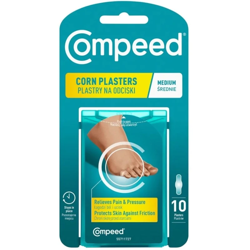 Compeed Plastry na odciski średnie 1,75 x 6 cm, 10 sztuk - Nawilżenie i ulga od ucisku
