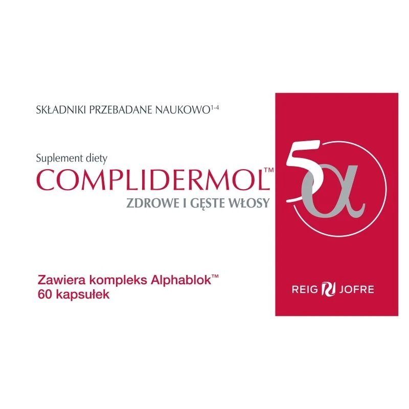 Complidermol 5α, 60 kapsułek - Kompleks składników odżywczych dla zdrowych włosów