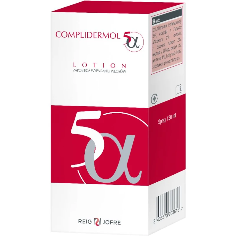 Complidermol 5α Lotion przeciw wypadaniu włosów, 120 ml - Wzmacnia cebulki włosów i wspiera kondycję skóry głowy
