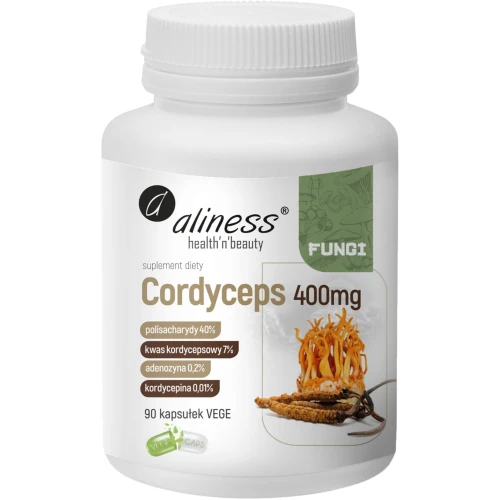 Aliness Cordyceps 400 mg, 90 kapsułek - Ekstrakt z owocników maczużnika chińskiego