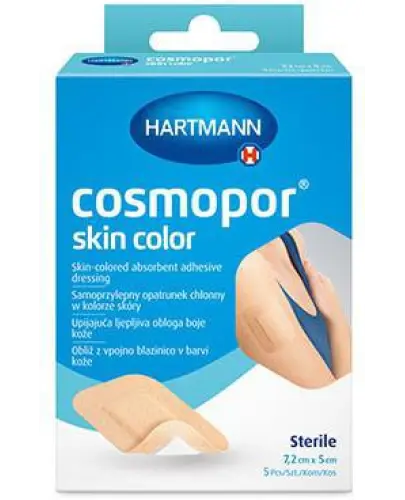 Cosmopor Skin Color, opatrunek jałowy 7,2 cm x 5 cm, 5 sztuk - Cielisty, samoprzylepny opatrunek na rany i skaleczenia