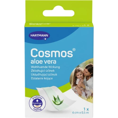 Cosmos Aloe Vera, plaster z opatrunkiem,  6 cm x 0,5 m 1 sztuka - Elastyczny, oddychający i delikatny dla skóry