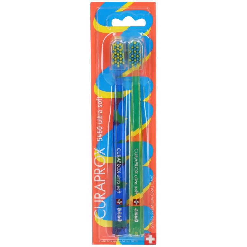 Curaprox CS 5460 Health & Happiness Edition, ultra soft, szczoteczka do zębów, 2 sztuki - Dla osób dorosłych z wrażliwymi zębami i problemami z dziąsłami