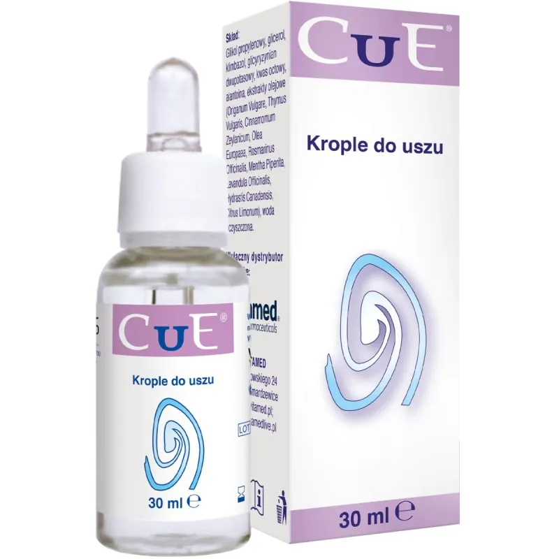 CuE Krople do uszu, 30 ml - Przeciwzapalne i przeciwgrzybicze krople do uszu