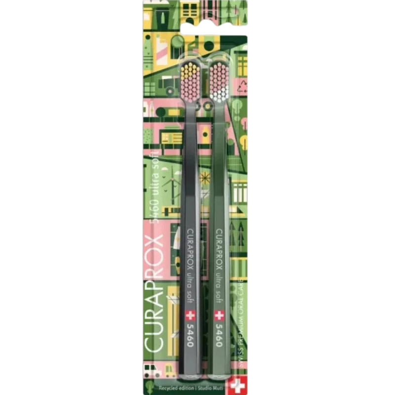 CURAPROX CS 5460 Duo Recycled Edition 2025, ultra soft, szczoteczka do zębów, 2 sztuki - Wykonana z odpadów poprzemysłowych i przetworzonych butelek PET
