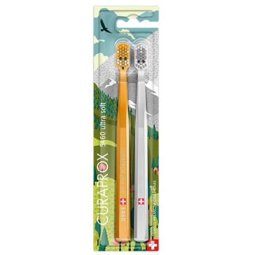 Curaprox Fox & Bunny CS 5460, szczoteczka do zębów ultra soft, 2 sztuki - Do wrażliwych dziąseł i odsłoniętych szyjek
