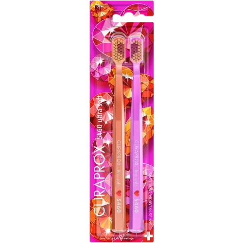 Curaprox Love CS 5460, szczoteczka do zębów ultra soft, 2 sztuki - Ultra-miękkie włosie czyści linię dziąseł bez wywoływania urazów mechanicznych