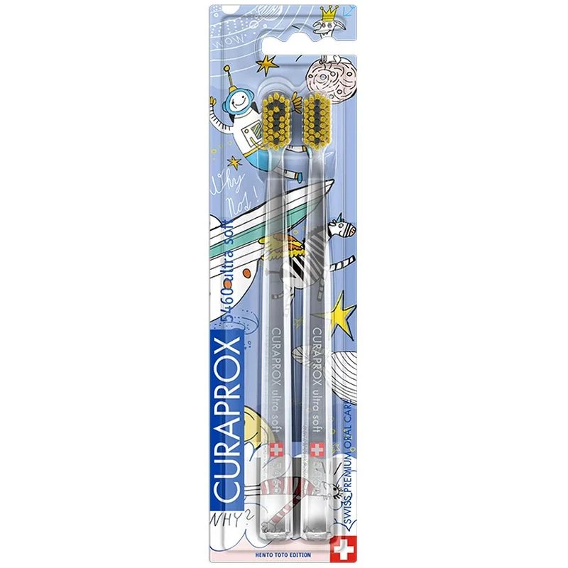Curaprox CS 5460 Ultrasoft Hento Toto Edition Szczoteczka do zębów, 2 sztuki - Miękka szczoteczka do zębów dla dorosłych