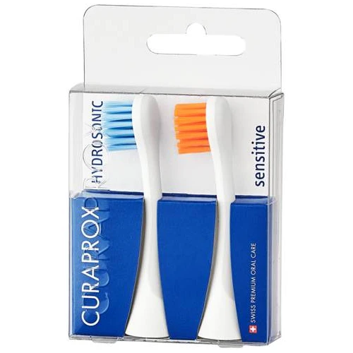 Curaprox Hydrosonic Sensitive, końcówki do szczoteczki sonicznej, 2 sztuki - Ultramiękkie główki w kształcie kropli 
