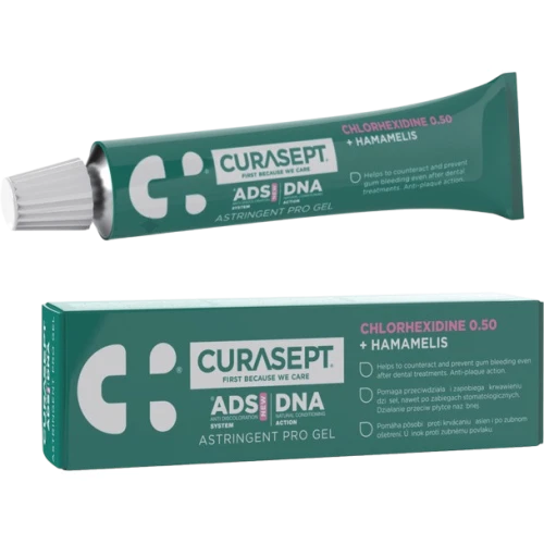 Curasept ADS DNA Gel 0,5% Chlorhexydyna + oczar wirginijski, 30 ml - Przeciwdziała i zapobiega krwawieniu dziąseł