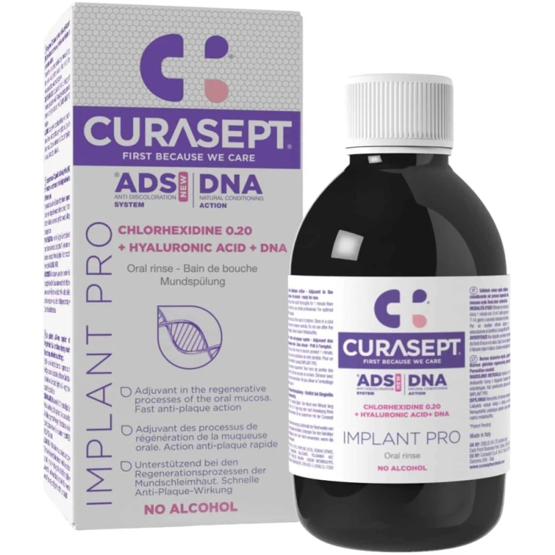 Curasept ADS DNA Implant Pro Płyn do płukania jamy ustnej, 200 ml -  Po zabiegach chirurgicznych i wstawieniu implantów
