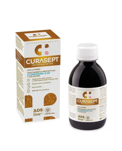 Curasept ADS DNA 0,20% CHX + Colostro płyn do płukania jamy ustnej, 200 ml - Przy nawracających stanach zapalnych oraz krwawieniach dziąseł