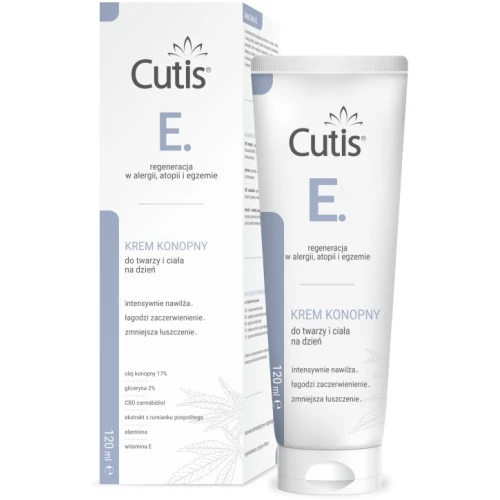 Cutis  E krem konopny 17% + CBD kannabidiol, krem 120 ml - Do pielęgnacji skóry atopowej, alergicznej, z objawami egzemy
